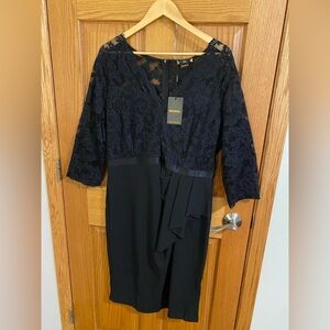 Miusol Elegant Black Lace Midi Dress